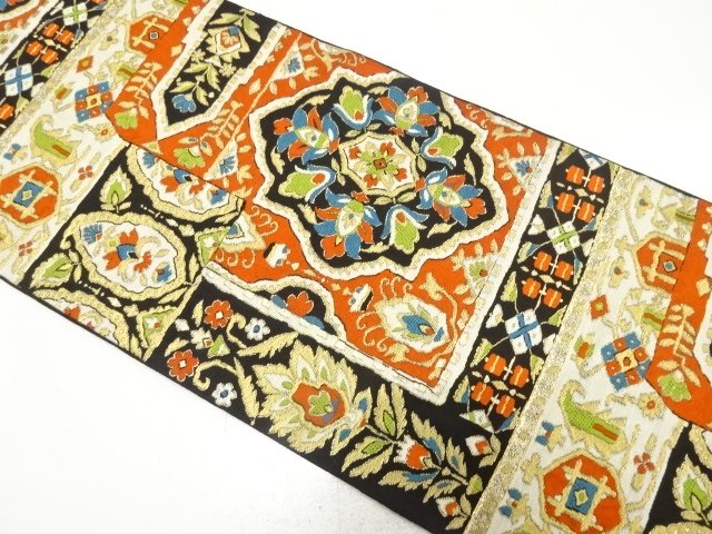 JAPANESE KIMONO / ANTIQUE FUKURO OBI / SILK / WOVEN FLORAL SARASA